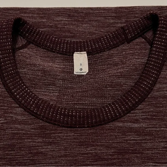 Lululemon Swiftly Wool Pullover Long Sleeve Shirt Dark Adobe/White Size 8 - Picture 10 of 14